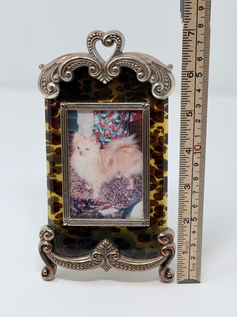 Brighton Tortoise Shell Ornate Silver Heart Scroll Easel Photo Frame - Picture 7 of 7